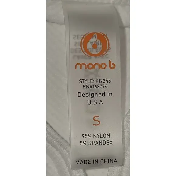 Mono B Think Racerback White Activewear Tank Small - Picture 3 of 4